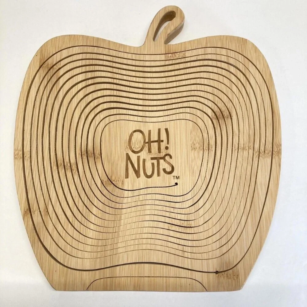 Oh! Nuts Bamboo Apple Collapsible Basket - Unique Decorative Storage